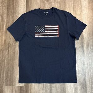 J. Crew Dark Blue Men's Tee with Flag Design